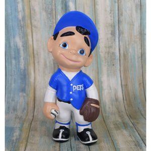 Atlantic Mold RARE Blue Smiley Baseball Figurine Vintage 70's Ceramic Mold GOBY